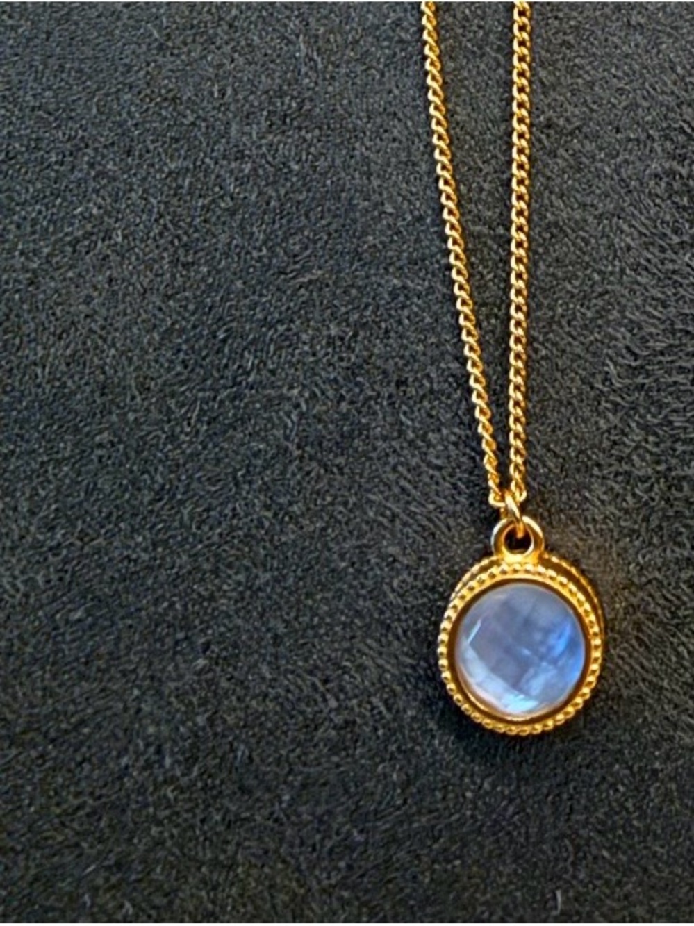 Julie Vos Gold Necklace with Blue Round Gemstone Pendant